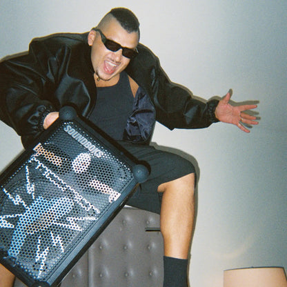 MCRT holding the Limited Edition MCRT Soundboks Mix