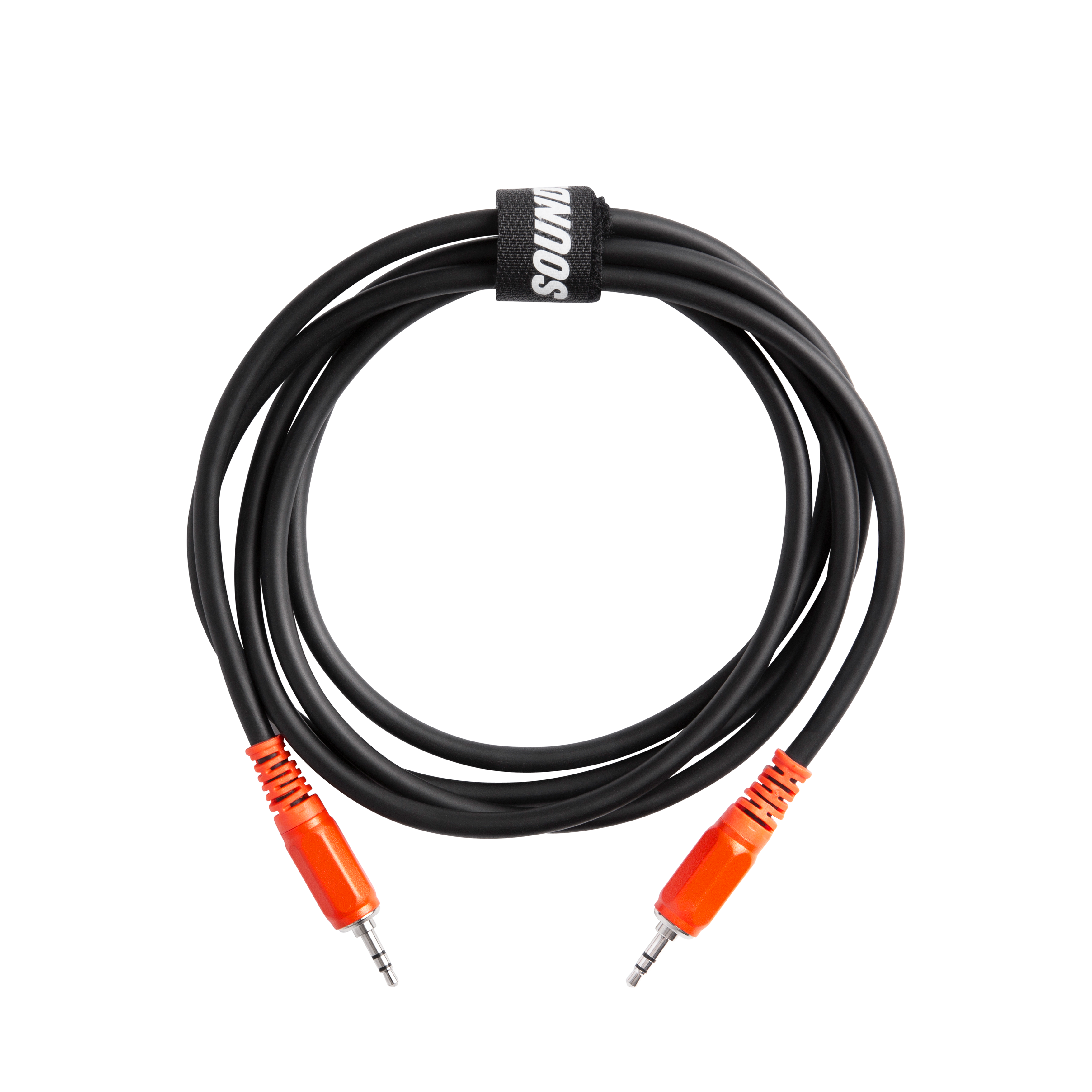 AUX Cable with SOUNDBOKS branded colors rolled up